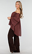 Donkerbruine Off Shoulder Blouse met Wijde Mouwen en Volant
