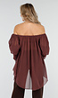 Donkerbruine Off Shoulder Blouse met Wijde Mouwen en Volant