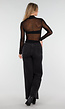 Zwarte Mesh Crop Top met Kruishals en Stretch