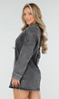 Grijze Longsleeve Oversized Denim Jurk met V-hals