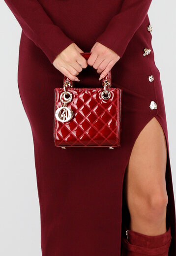 Rode Handtas met Ruitpatroon