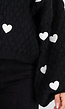 Zwarte Gebreide Trui met Hartjes en Wijde Mouwen