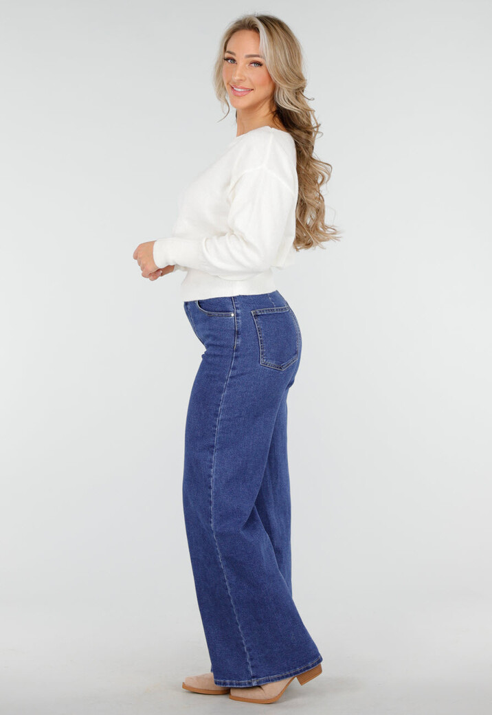 Witte One Shoulder Trui met Lange Mouwen en Stretch