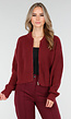 Bordeauxrood Ribgebreid Vest met Rits