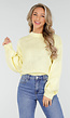 Gele Grofgebreide Oversized Trui met Ronde Hals