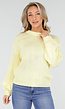 Gele Grofgebreide Oversized Trui met Ronde Hals