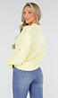 Gele Grofgebreide Oversized Trui met Ronde Hals