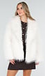 Witte Fluffy Jas met Lange Mouwen en Brede Kraag