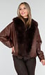 Donkerbruine Lederlook Jas met Imitatiebontkraag en Losvallende Pasvorm