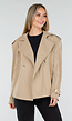 Beige Korte Trenchcoat met Ceintuur en Dubbele Knoopsluiting