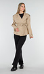 Beige Korte Trenchcoat met Ceintuur en Dubbele Knoopsluiting
