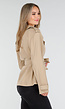 Beige Korte Trenchcoat met Ceintuur en Dubbele Knoopsluiting