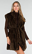 Donkerbruine Faux Fur Bodywarmer met Ceintuur