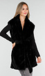 Zwarte Faux Fur Bodywarmer met Ceintuur en Kraag