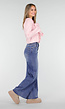 Blauwe High Waist Wide Leg Stretch Jeans met Wassing