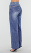 Blauwe High Waist Wide Leg Stretch Jeans met Wassing