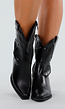 Zwarte Cowboylaarzen met Stikseldetail en Lage Hak