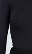 Zwarte Stretch String Bodysuit met Lange Mouwen en Hoge Halslijn