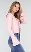 Lichtroze Stretch Top met Ruches en Striksluiting aan de Voorzijde
