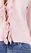 Lichtroze Stretch Top met Ruches en Striksluiting aan de Voorzijde