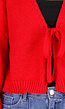 Rood Gebreid Vest met Strik aan de Voorzijde