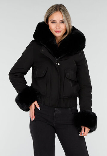 DorkasDE Winterjas voor meisjes, imitatiebont, warme jas met capuchon, Rosé, EU 110/116(Etikett 120