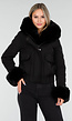Zwarte Korte Winterjas met Afneembare Faux Fur Kraag en Manchetten