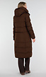 Bruine Lange Gewatteerde Winterjas met Capuchon en Ritsluiting