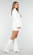 Witte Blazer met Schoudervulling en Dubbele Knoopsluiting