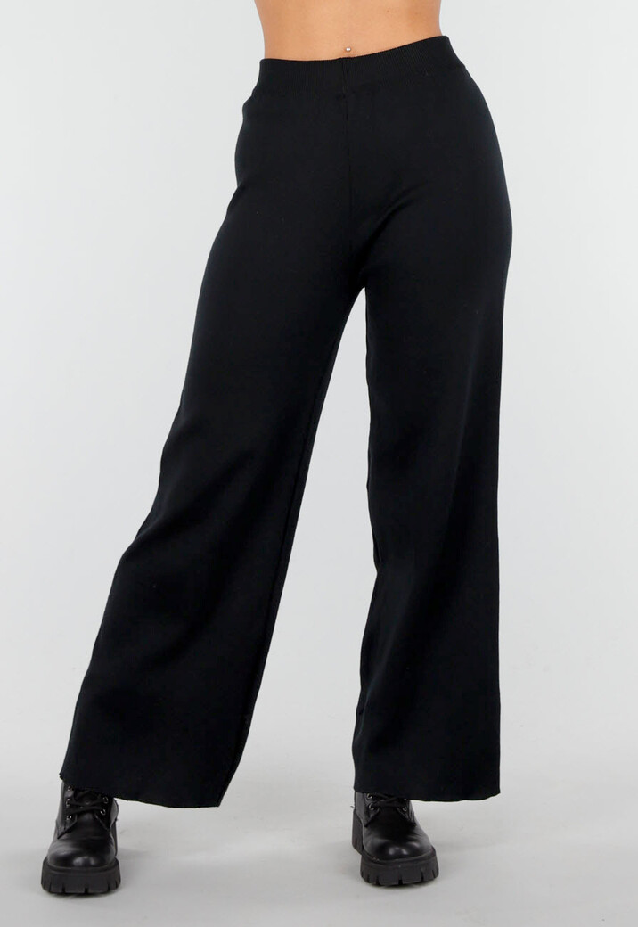 Zwarte Two Piece Set met Wijde Mouwen en Stretch