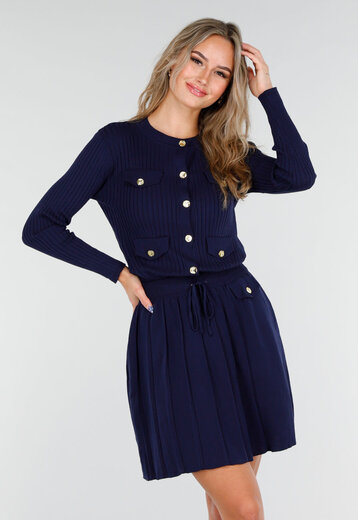 Geribde Stretch Two Piece Navy