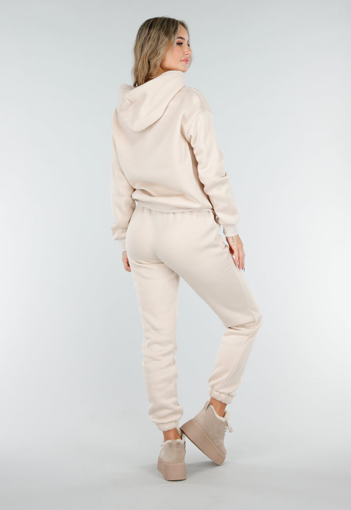 Beige Joggingpak met Hoodie