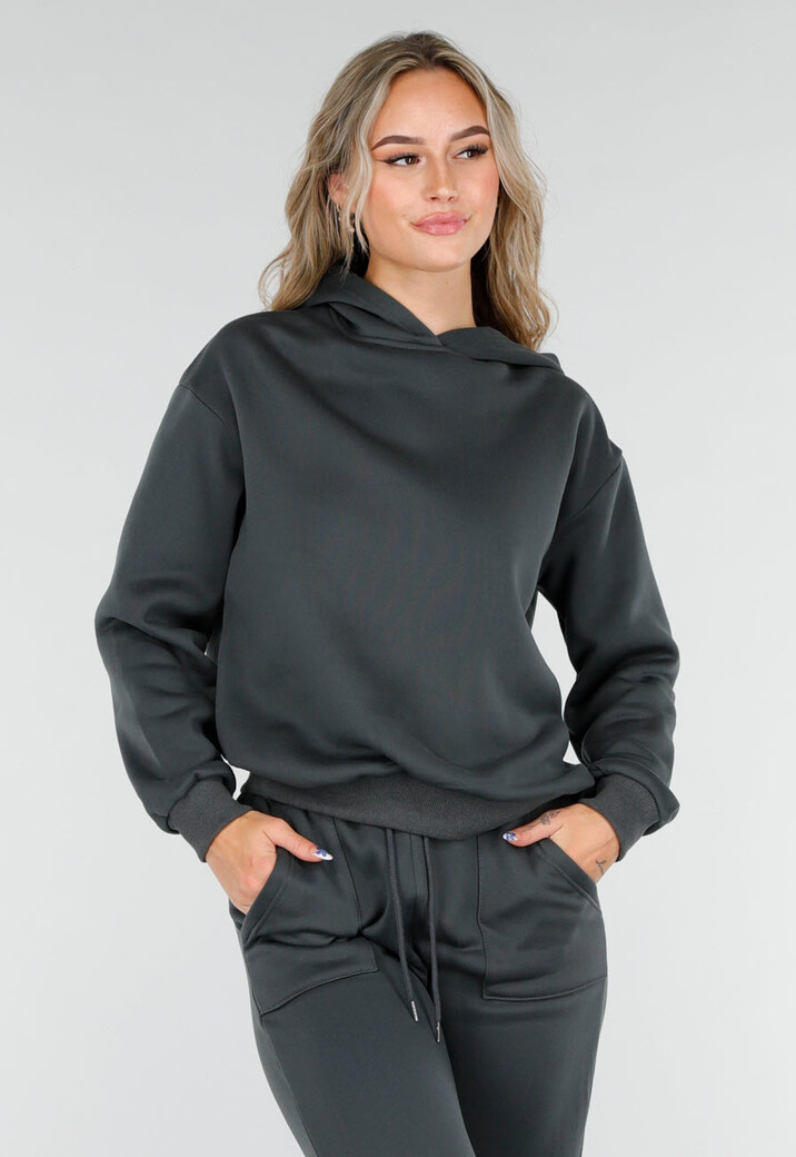 Antracietgrijs Joggingpak met Capuchon en Trekkoord