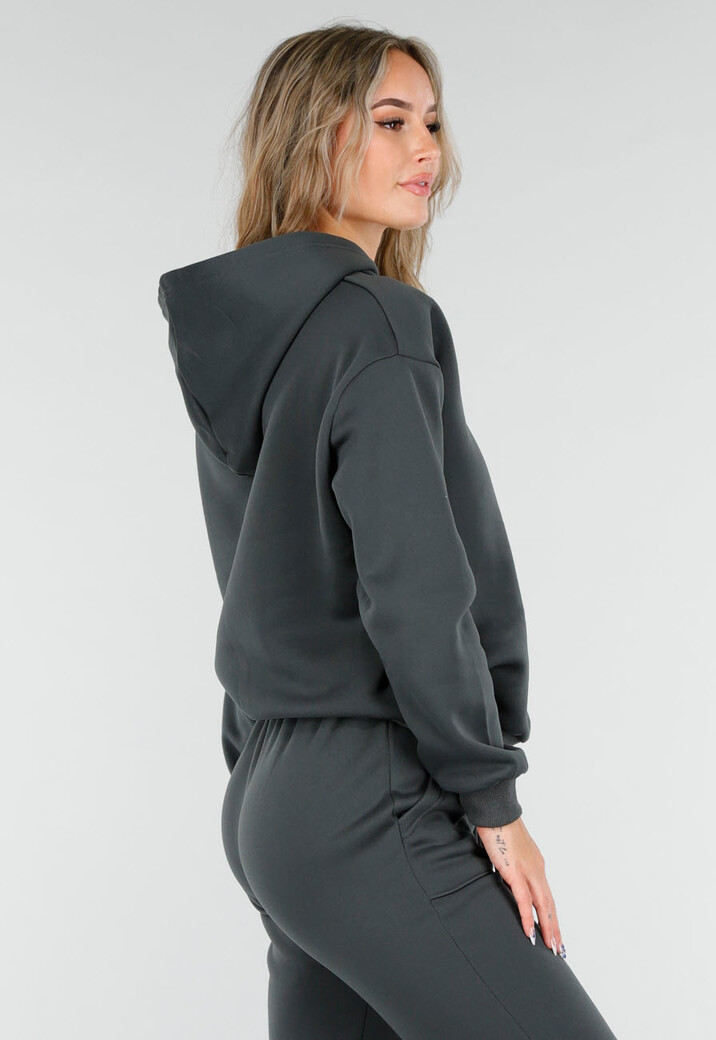 Antracietgrijs Joggingpak met Capuchon en Trekkoord