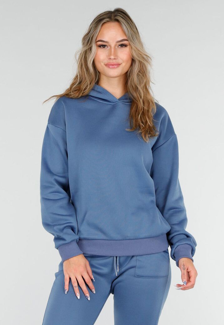 Blauw Joggingpak met Capuchon en Trekkoord