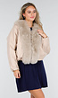 Beige Lederlook Jas Met Faux Fur