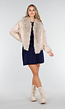 Beige Lederlook Jas Met Faux Fur