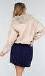 Beige Lederlook Jas Met Faux Fur