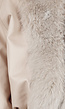 Beige Lederlook Jas Met Faux Fur