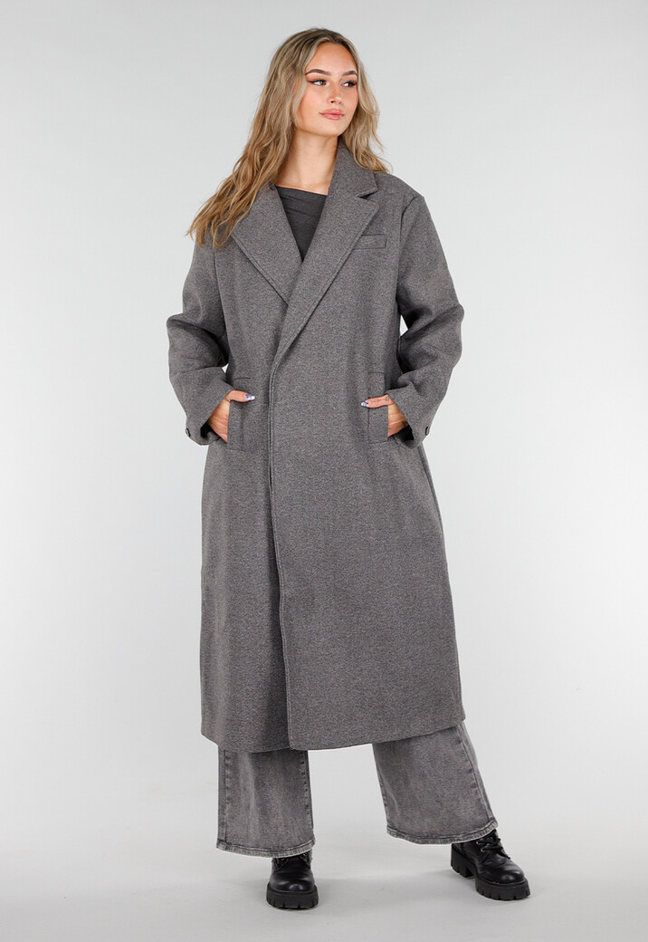 Lange Grijze Trenchcoat