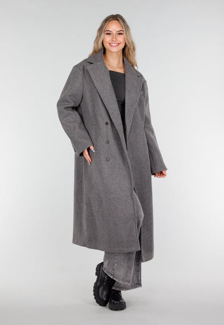 Lange Grijze Trenchcoat