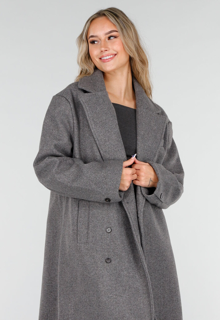 Lange Grijze Trenchcoat