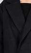 Zwarte Lange Mantel met Rechte Pasvorm en Brede Revers
