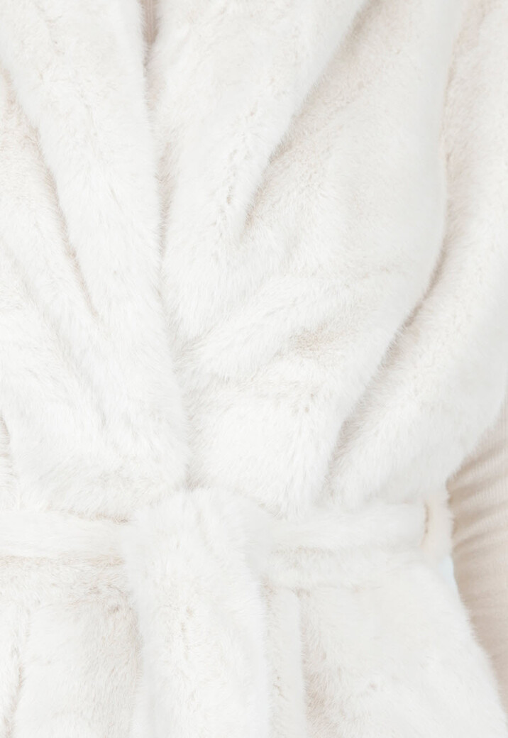 Crèmekleurige Faux Fur Bodywarmer met Ceintuur
