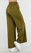 Olijfgroene Wijde Broek met Hoge Taille en Trekkoord