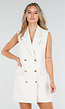 Crèmekleurige Mouwloze Blazerjurk met Dubbele Knoopsluiting