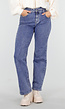 Mid Blue Straight Stretch Jeans met Hoge Taille