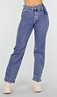 Mid Blue Straight Stretch Jeans met Hoge Taille