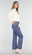 Mid Blue Straight Stretch Jeans met Hoge Taille