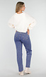 Mid Blue Straight Stretch Jeans met Hoge Taille